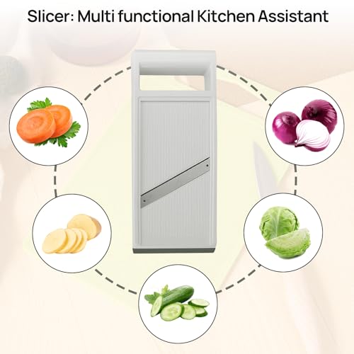 Vegetable Slicer,Handheld Mandoline Food Slicer,Stainless Steel Mandoline Slicer,Slicers and Vegetable Cutters for Kitchen Vegetable Fruits (Green) - Image 4