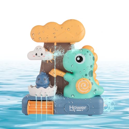 Dinosaurier Badewannenspielzeug - Badesaugsauge Drehbare Wasserspielzeug Kinder, Babys Badeinteresse Wecken, Spielzeug Badewanne Badespielzeug Geschenke für Babys 1 2 3 4 Jahr