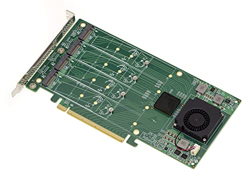 KALEA-INFORMATIQUE M2 PCIe x16 controller card for 4 M.2 NVMe M Key SSDs with PLX PEX 8747 chipset - 32GB for each SSD 128G total