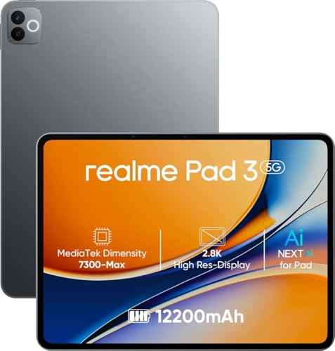 Image of realme Pad 3 with Biggest Battery in Segment (Space Grey, 8GB RAM), (256GB Storage) 11.6 inch with Wi-Fi+5G Tablet.