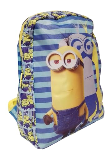 PRESTIGE & DELUXE Mochila guardería compatible con Minions try azul amarillo + llavero silbato, multicolor, talla unica