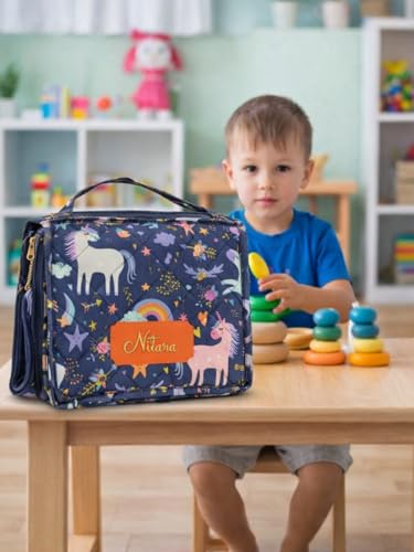 Image of Foldable Travel Kit | Multipurpose All-in-One Compact, Foldable, Durable, Lightweight, Waterproof, Bag | Travel Friendly Pouch Ideal for Diaper, Medicines & Toiletry (Fairy Tale Print)