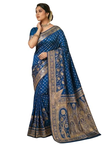 Image of C J Enterprise Women's Pure Soft Silk Saree With Blouse Piece For Wedding (Jiya)