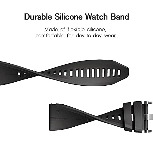 Image of NotoCity Compatible Fenix 5X Plus Bands Fenix 7X Sport Silicone Replacement Watch Strap for Garmin Fenix 8 51mm /Fenix 5X /5X Plus /Fenix 6X /6X Pro /Fenix 3 /HR /Descent MK1 /D2 Delta PX /D2 Charlie(Black)