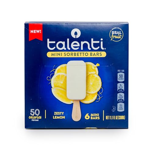 Talenti Mini Sorbetto Fruit Bars Zesty Lemon 6 ct for Your Next Mini Indulgence, Made with Real Fruit,