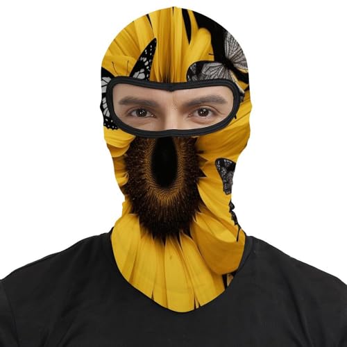 Pasamontaña térmico para hombre y mujer con estampado de mariposa y girasol, máscara facial para esquí, motocicleta y clima frío miniatura 2