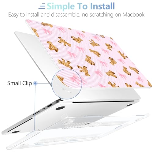 Image of MEEgoodo Case for M5 MacBook Pro 16 inch Case 2026 2024 2023 2021 with M5 M4 M3 M2 M1 Pro /Max Chip, Fit Model A3429 /A3428 /A3403 /A3186 /A2991 /A2780 /A2485, Bear&Cute Ribbon