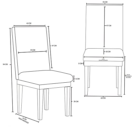 KIT 4 Cadeiras Estofadas Reforçadas Mesa de Jantar Linho Cor:Linho Bege