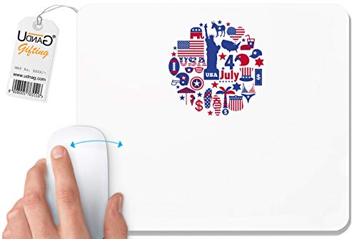 UDNAG White Mousepad 'USA | American Flag' for Computer / PC / Laptop [230 x 200 x 5mm]