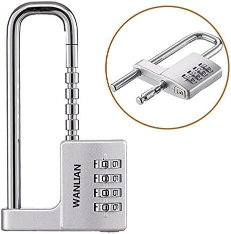Padlock, Combination Lock, 4 Digit Combination Padlock, 2-1/2" (64mm) Wide Body. 3.8 inch Stainless Steel Retractable Long Shackle is Suitable for Outdoor, School, Gym, Sports lockers, Fences,