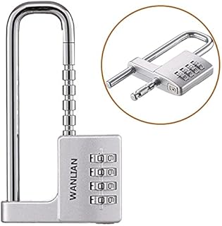 Padlock, Combination Lock, 4 Digit Combination Padlock, 2-1/2" (64mm) Wide Body. 3.8 inch Stainless Steel Retractable Long Shackle is Suitable for Outdoor, School, Gym, Sports lockers, Fences,