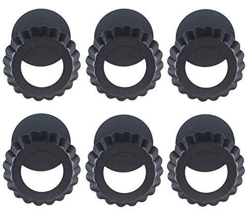 WENTS Tarteform Mit Hebeboden Ø 10 cm Mini Quicheform Gute Antihaftbeschichtung Pie Form Backform Wellenrand, schnittfest, servierfertig - Set von 6
