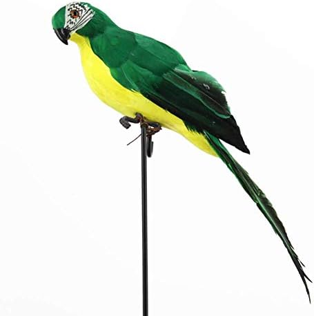 bird toy for green winged macaw that your pet will love 7 LWINGFLYER Green Artificial Parrot Life Size Foam Feather Parrot Macaw Birds for Decoration Costume Shoulder Ornament Modern Home Garden Party Decor (13.8inch/35cm)