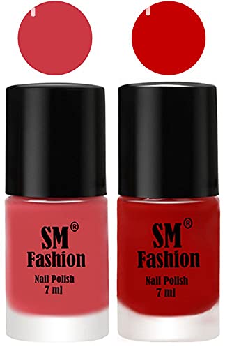 Image of Long Lasting Nail Polish | Nail Paint Combo 7 ml Each) - Set of 2 Punch Pink-Orange