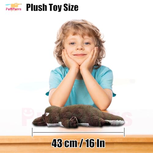 PuffPurrs Lebensechter Schnabeltier-Plüsch, Realistischer Entenschnabel-Breite Schnauze Teddy, Süßer Schnabeltier Kissen-Geschenk, 43 cm
