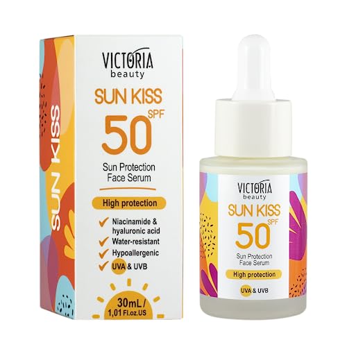 Victoria Beauty - Sonnenschutz Gesichtsserum LSF 50, Sonnenschutzserum mit Hyaluronsäure und Niacinamide, Face Serum SPF 50, UVA und UVB, mit hohem Breitspektrumschutz, wasserfest (1 x 30 ml)