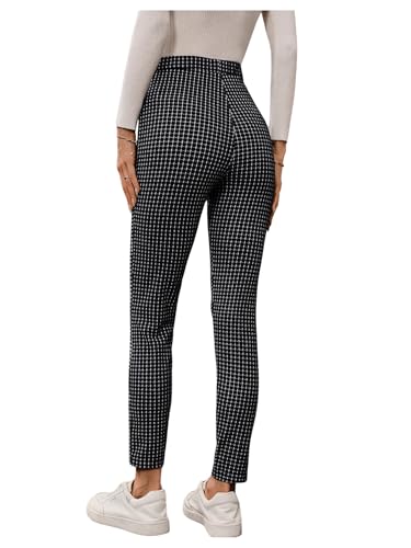 SweatyRocks Women's Plaid Pants High Waisted Skinny Work Office Long Trousers2