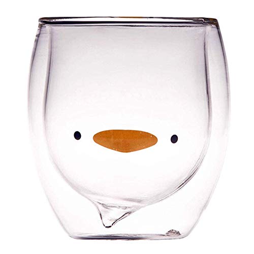 Jasdel â€“ Cute Double Wall Glass Cup, Coffee Cup, Tea Cup, Milk Cup For Birthday Present, Duck Cup 250ml/8.4oz