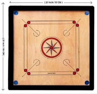 Hanzu Carrom Board Small Size 20"x20" inch Smooth Polish with Coin,Stricker, Powder Free,