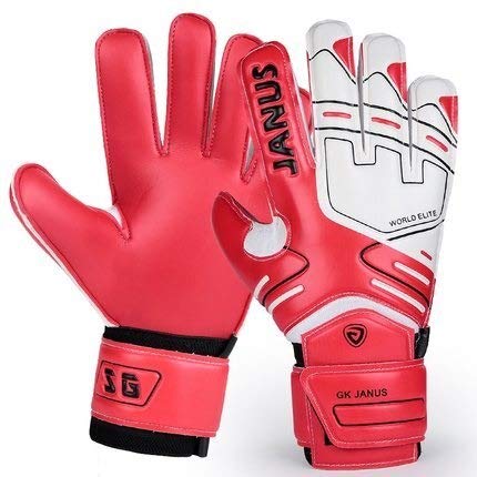 Torwarthandschuhe für Kinder, Fußball-Torwarthandschuhe, professionelle Kinder, dicke Latex-Handschuhe, Herren, Fußball-Torwarthandschuhe, Trainingshandschuhe für Kinder, Farbe: Rot, Größe: Größe 5