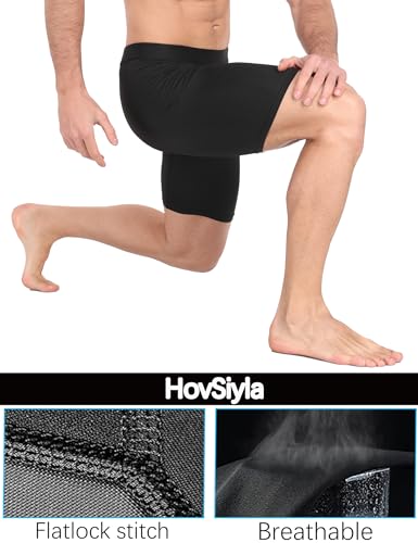 Hovsiyla US-LA-103507 6 Pack Compression Shorts Men Performance Sports Workout Athletic Running Underwear Shorts Spandex Black-M thumb #4