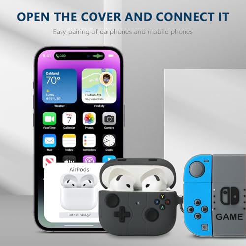 Image of [2Pack] Gedicht for Apple Airpods 4th Generation Case Cover(2024), Cute Cartoon Game Consoles Controller Soft Silicone Protective Cases for Airpods 4 Case with Keychain for Women Men,Blue+Black B