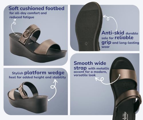Image of puntoblu Cushion Comfort Designer Platform Heels for Women | Comfortable Padded Footbed | Anti-Skid & Durable Wedge Heel Slippers for Girls | Ideal for Casual, Party & Ethnic Wear