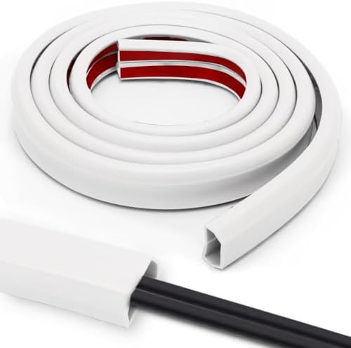 Kabelkanal Weiß Selbstklebend Kabelschutz, 6 Meter x 25mm x 14mm | für 2-4 Kabel, Flexibel, PVC Kabelabdeckung Boden, für zu Hause, Büro, Schule, Lagerraum