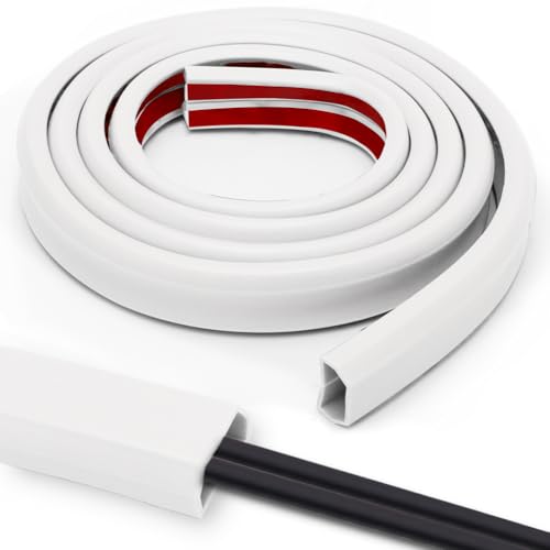 Kanał kablowy, biały, samoprzylepny, elastyczna ochrona kabla – 3 m x 25 mm x 14 mm, osłona kabla PCW, do 2-4 kabli, do domu, biura, szkoły, magazynu