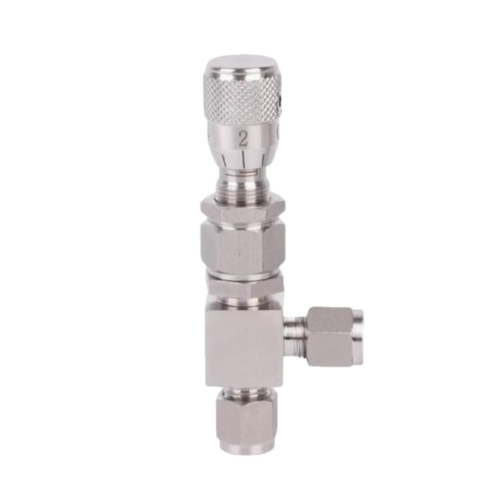 Yjqhody One Color Flow Control Needle Valve Ss304 Needle Valve Elbow 90 Degree, Micro Flow Regulating Metering Fluid Precisely Control 1Piece(1/4Inch)
