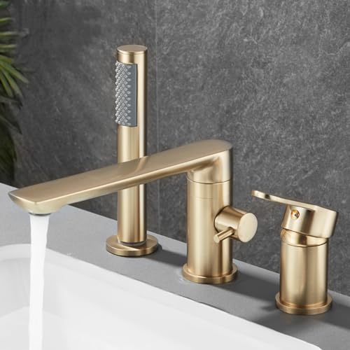 Robinet baignoire doré brossé cascade pour douche familiale moderne