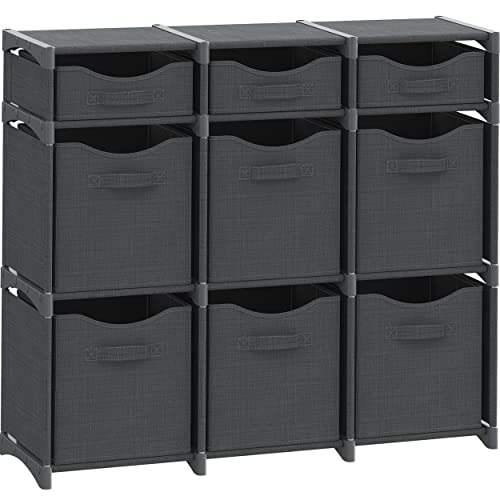 Image of 9 Cube Closet Organizers And Storage | Includes All Storage Cube Bins | Easy To Assemble Closet Storage Unit With Drawers | Room Organizer For Clothes, Baby Closet Bedroom, Playroom, Dorm (Dark Grey)