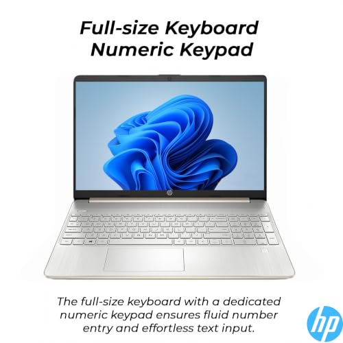 Image of HP 15.6 inch Business & Student Laptop, 16GB RAM, 512GB SSD, Microsoft 365, AMD High Performance Processor, Windows 11, Thin & Lightweight, Mouse & Sleeve Included, Pale Gold