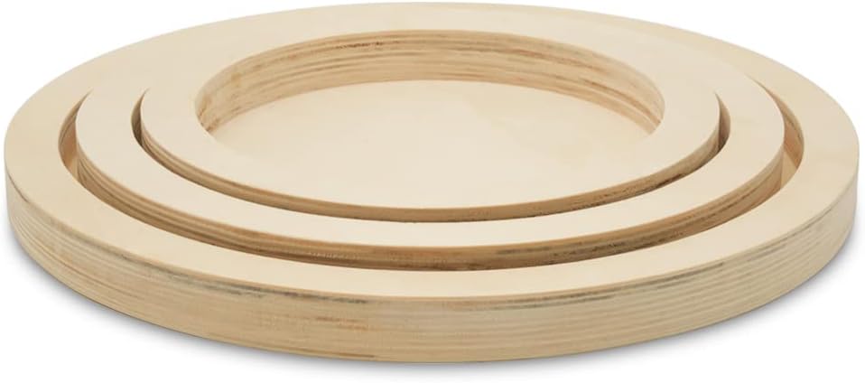 Small Unfinished Wood Craft Trays, 5 Sets of 3 Round Pouring Panels for Resin Art, DIY Décor, and Craft, by Woodpeckers