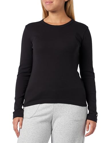 Legacy American Classics W - Soft Cotton 1x1 Rib L-S Slim Crewneck Maglietta a Manica Lunga Nero Donna FW23