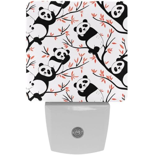 Night Lights Plug Into Wall 2 Pack, Cute Pandas Night Light for Kids