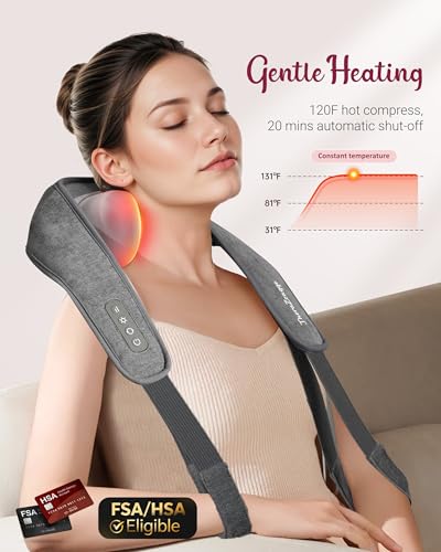 Image of Cordless Neck Massager with Heat - FSA Eligible HSA Neck Shoulder Massager for Pain Relief Deep Tissue,6D Deep Kneading Shiatsu Back Massage, Gifts for Fathers Men Women