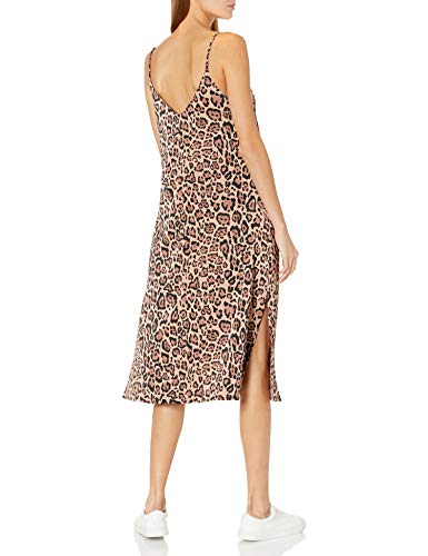 The Drop Women's Ana Silky V-Neck Midi Slip Dress, Leopard Print, M #TOP1