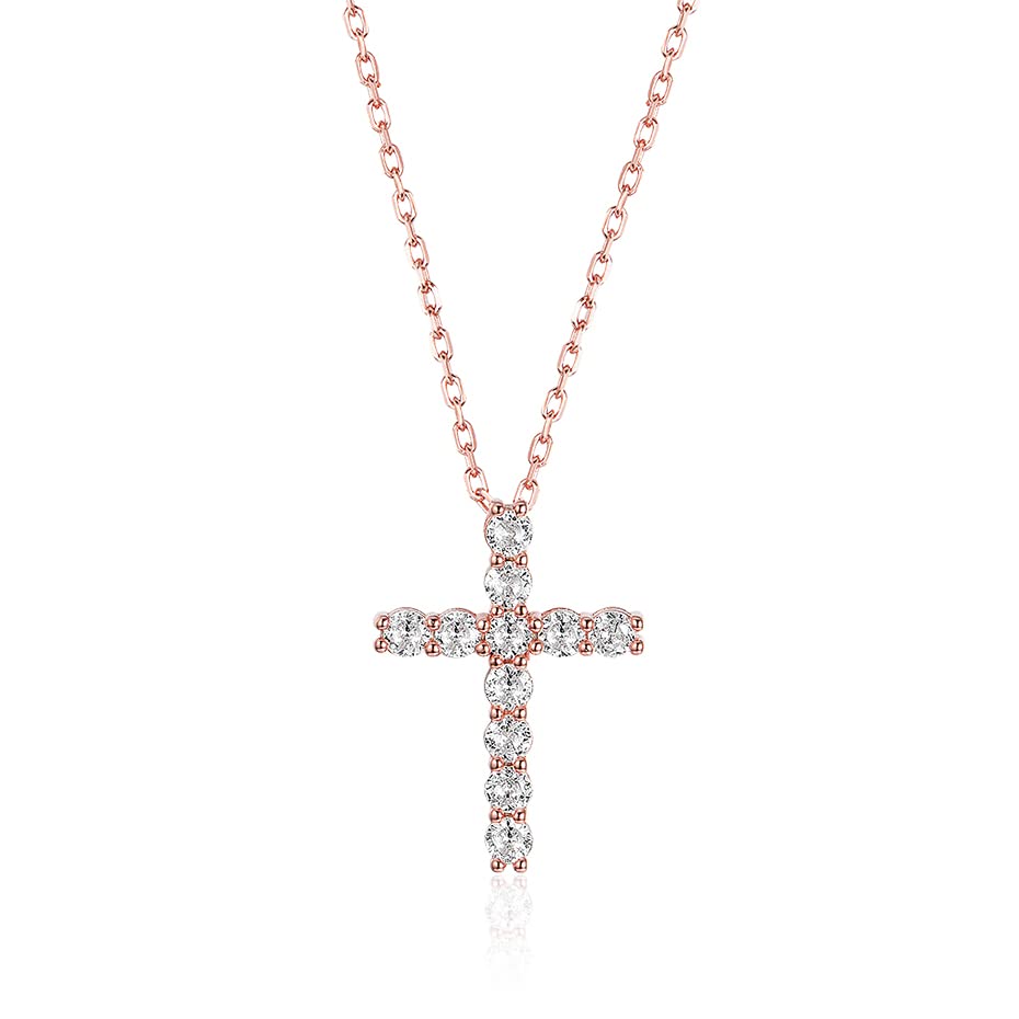 Collier croix diamant 3mm D VVS1 pour femme élégante au raffinement intemporel