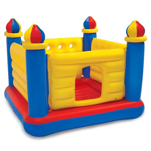 Intex Inflatable Colorful Jump-O-Lene Castle Bounce House, for 2 Kids Ages 3-6 - Large Blow-Up Indoor Outdoor Children's Bouncer Jumper Playhouse