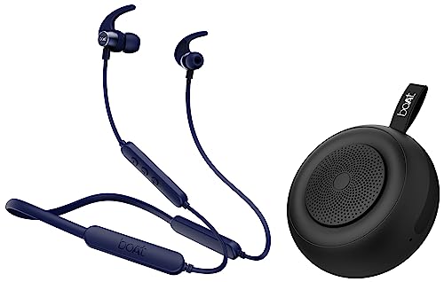 Image of boAt Rockerz 255 Pro+ in-Ear Bluetooth Neckband with Upto 40 Hours Playback && Stone 135 Portable Wireless Speaker with 5W RMS Immersive Sound, IPX4 Water Resistance, True Wireless Feature