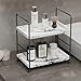 JANUS LiANG Kitchen Organizer,Small Spice Rack,Bathroom Organizer, Countertop Makeup Shelf Cosmetics Storage Display Rack Vanity Shelf,PP Imitation Marble Design,Tool-Less Install.(Black,2-Tier)