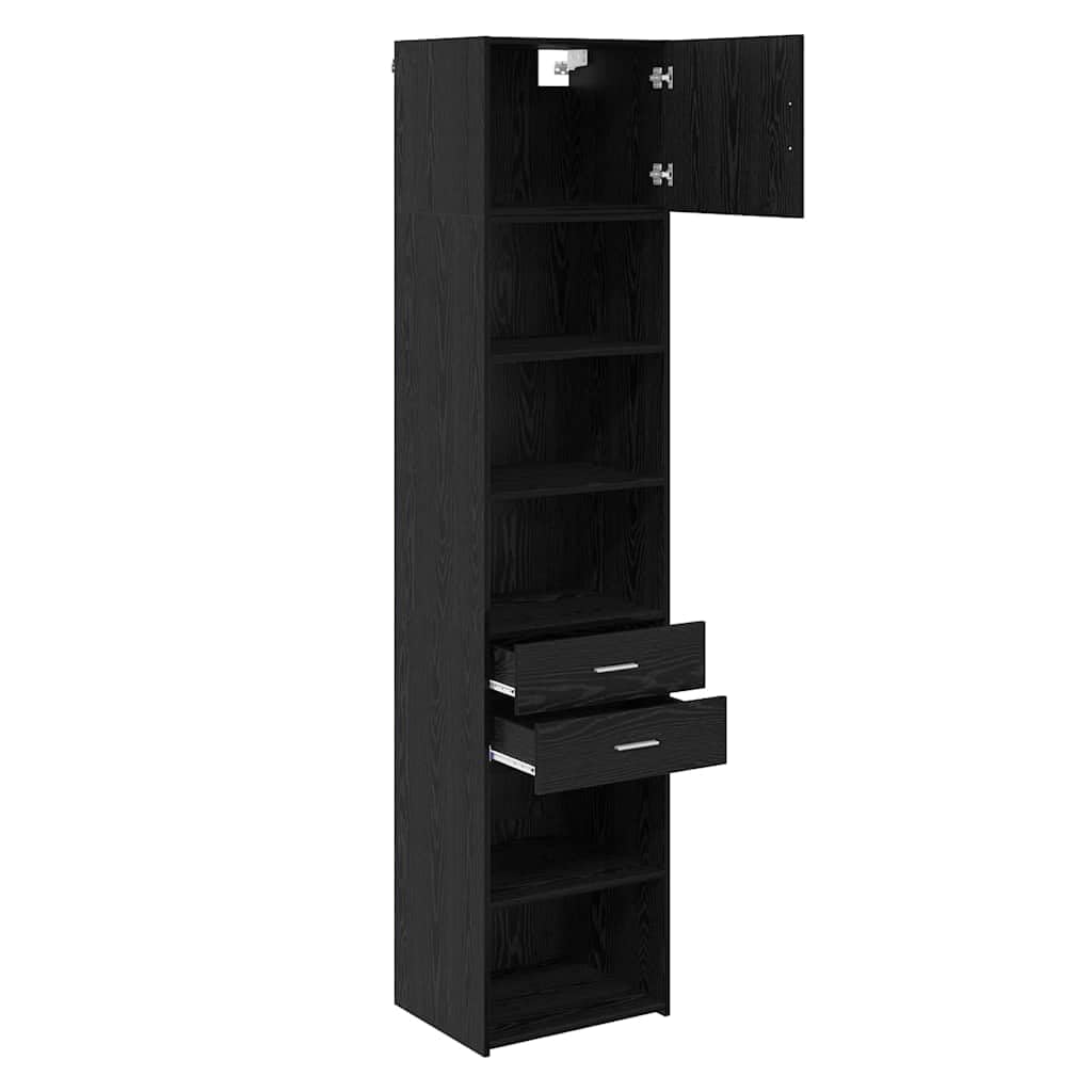 Highboard nero effetto rovere, 50 x 42,5 x 225 cm, in legno