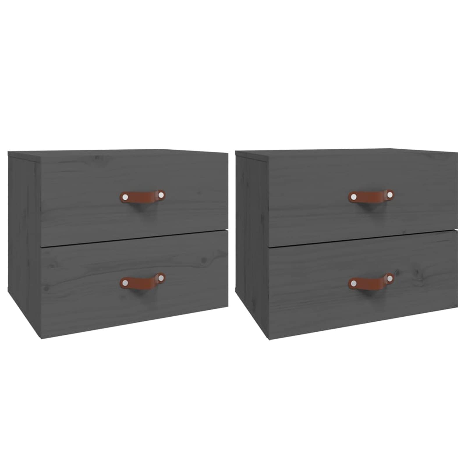 Homgoday Wand-Nachttische 2 STK. Grau 50x36x40 cm | Elegante Kiefernholzregale für Bücher und Lampen Model820981