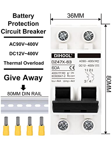 60 Amp 12V-400V Ac Dc Miniature Circuit Breakers For Solar Panel Pv System #TOP2