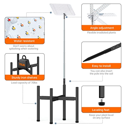 Bstrip Plant Stand With Grow Light, Timer For Grow Lights With Metal Adjustable Plant Stand, Dimmable Full Spectrum Floor Grow Lamp With 13.8-59" Adjustable Pole, 3 Mode Plant Light For Indoor Plants #TOP5