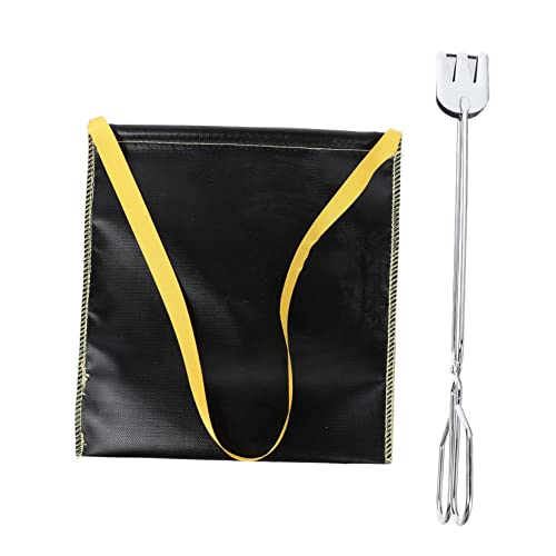 Angoily 1 Juego Bolsa de Almacenamiento Gris carbón Bolsa de carbón Soporte para carbón al Aire Bolsa de carbones encendidos práctica Bolsa ignífuga portátil parilla envase Nylon