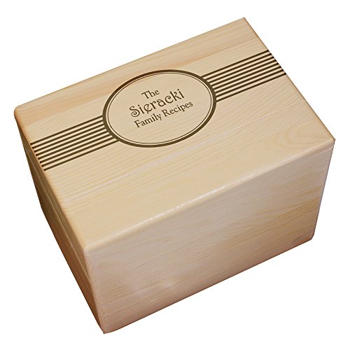 GiftsForYouNow Engraved Family Recipes Personalized Recipe Box