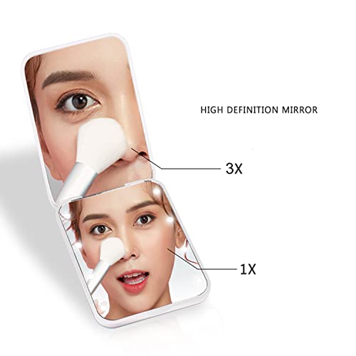 Pocket Mirror with LED Light, 1X/3X Magnification LED Compact Travel Makeup Mirror - Image 2