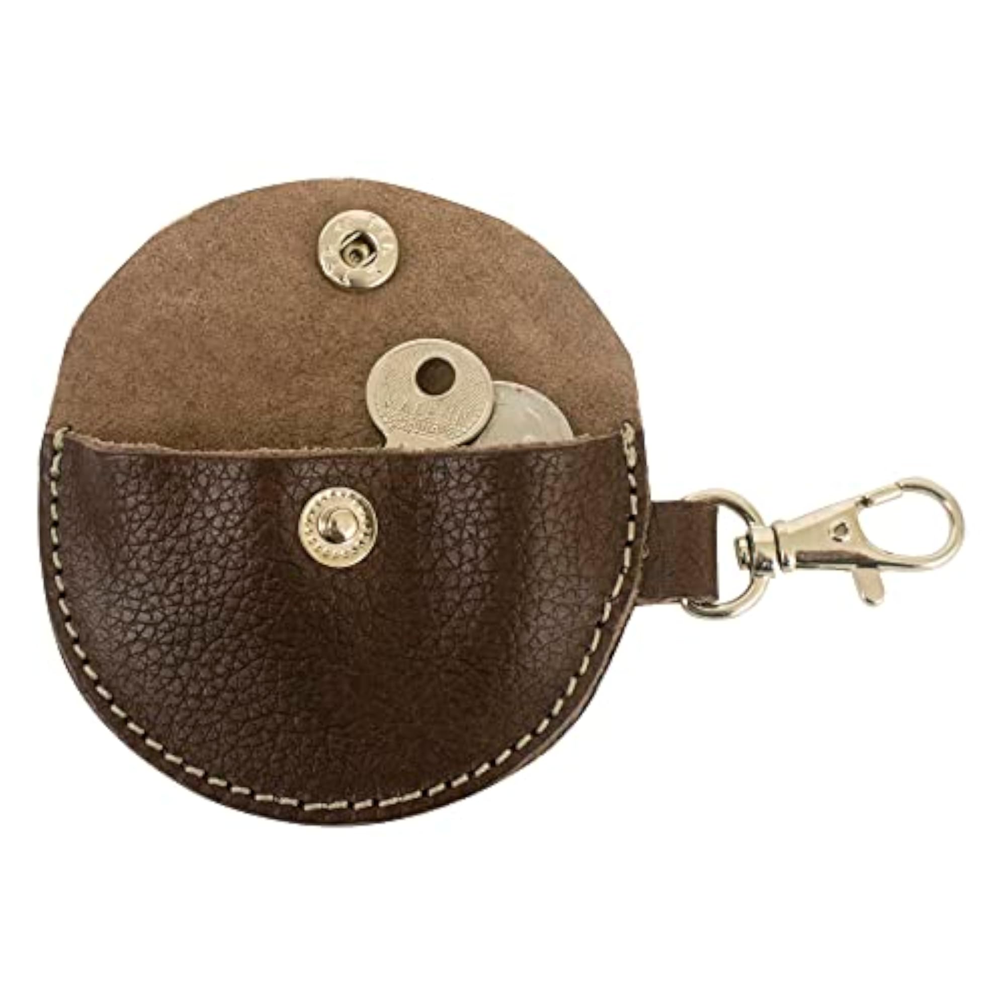 Leather Coin Pouch with Anti-Rust Metal Key Ring